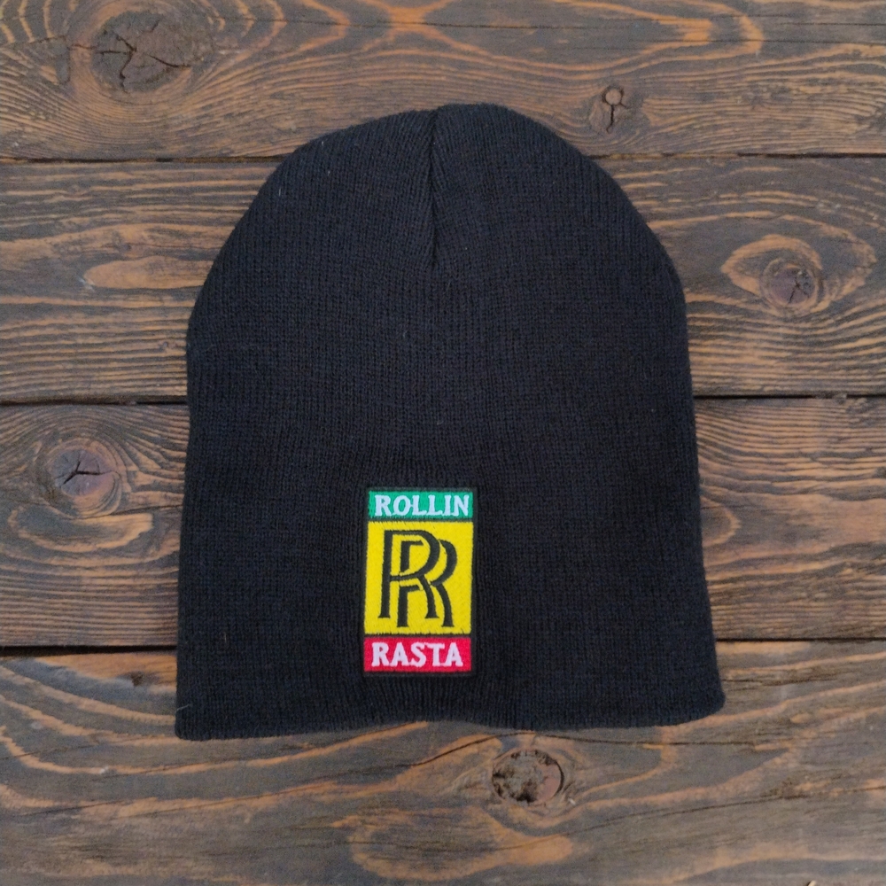 THC Black ROLLIN RASTA TOBOGGAN KNIT VINTAGE BEANIE SKULL HAT SK8 CAP NWOT